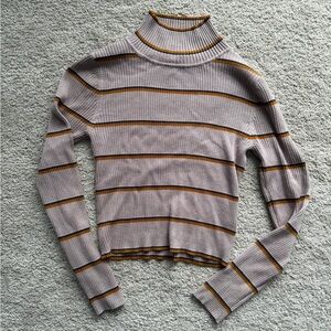 Pink Republic Ribbed Cropped Turtleneck Sweater with Gold Accents Size M